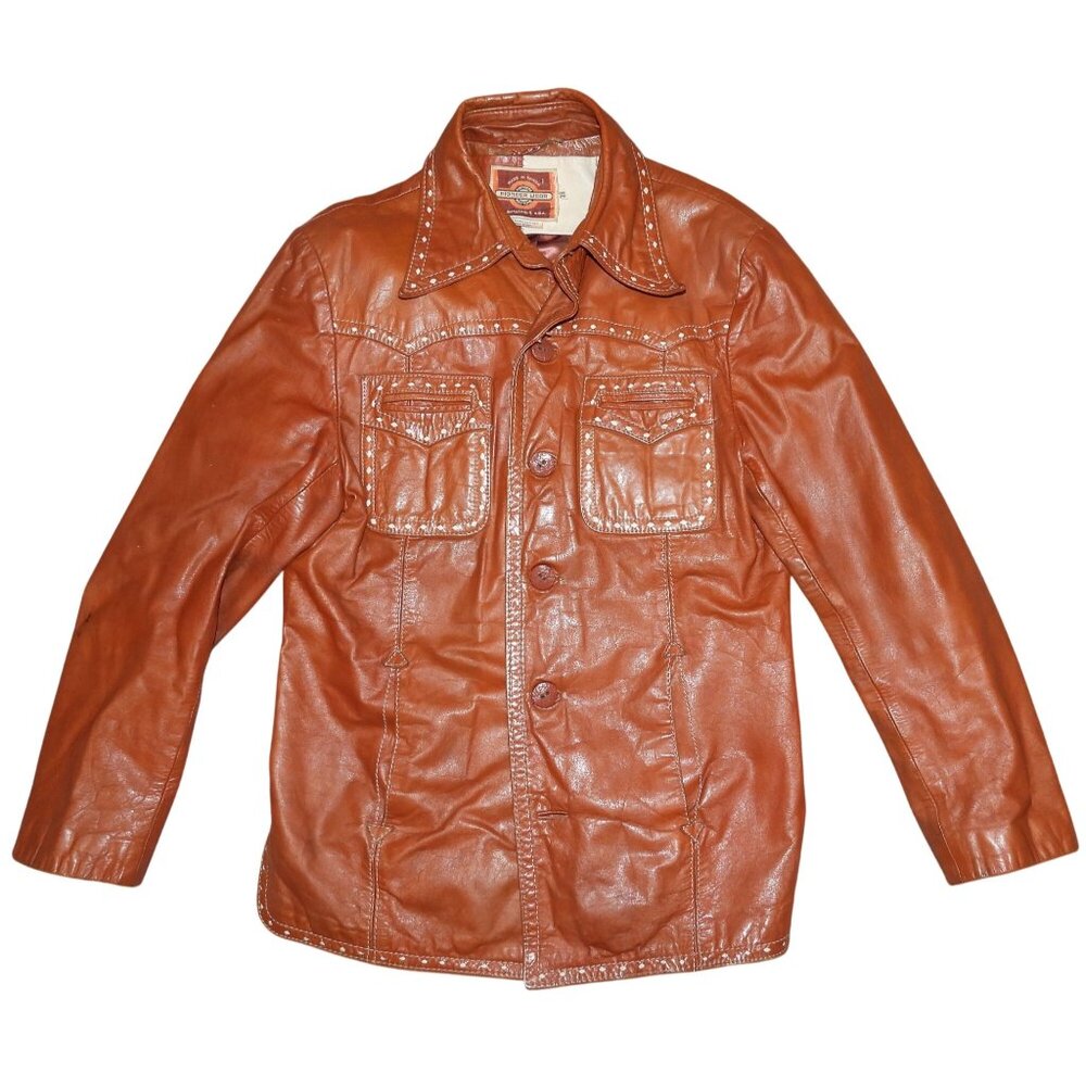 Vintage Pioneer Wear Albuquerque Genuine Leather Jacket Western Size 38 Small